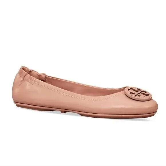 NWT$228 Tory Burch Minnie Travel Meadowsweet TT Logo Leather Ballet Flats 5.5 - Picture 15 of 16